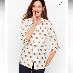 Talbots Horse Print CLASSIC COTTON SHIRT EQUESTRIAN Buttondown XL